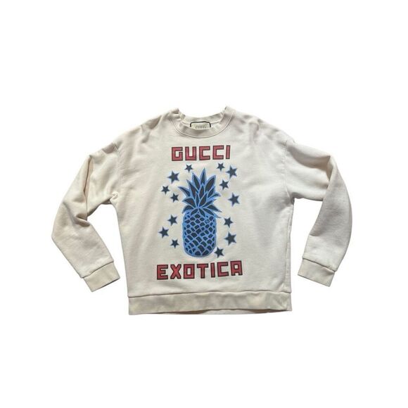 Gucci Exotica 100% Cotton Crewneck Sweatshirt Pineapple Off White Men’s S - Picture 1 of 15